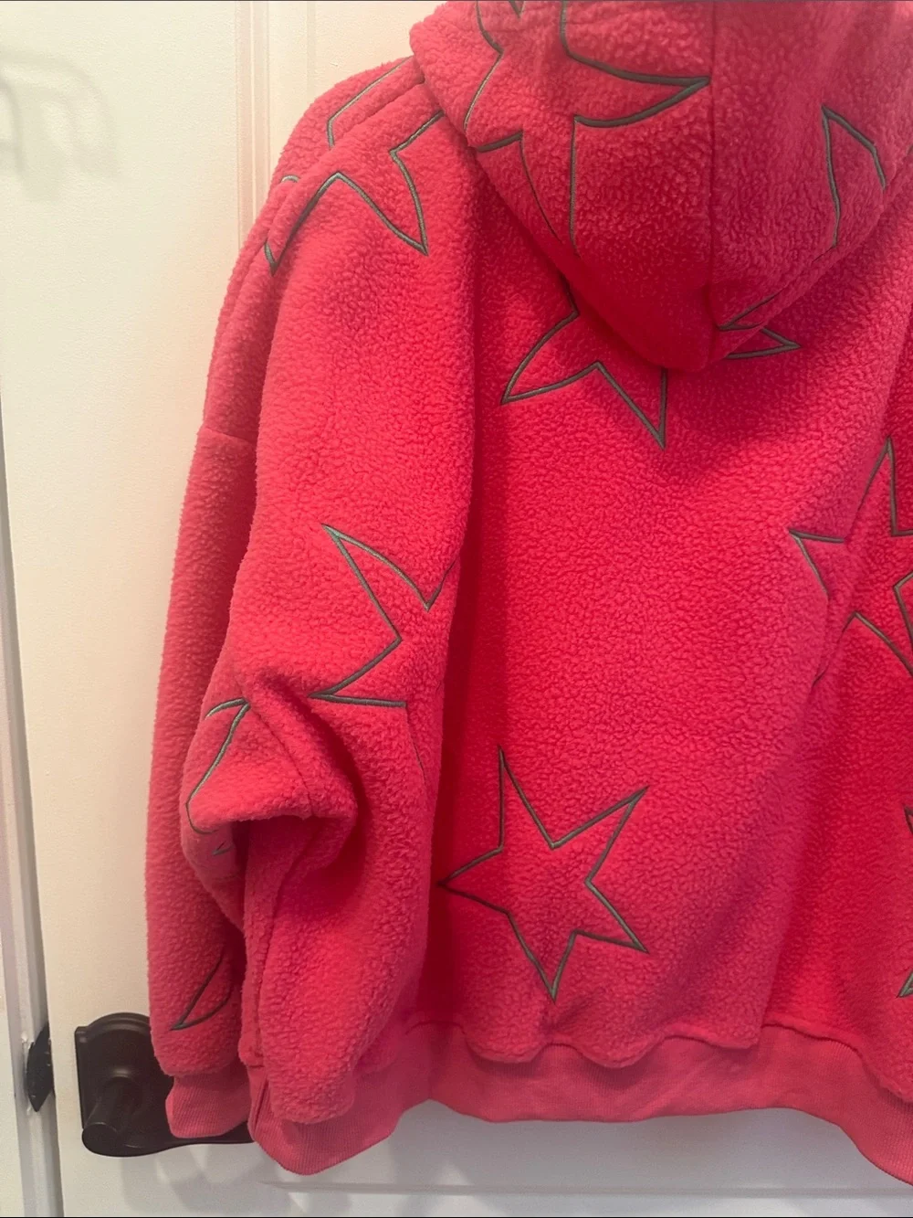 EASEL Red Fleece Star Hoodie SZ SM